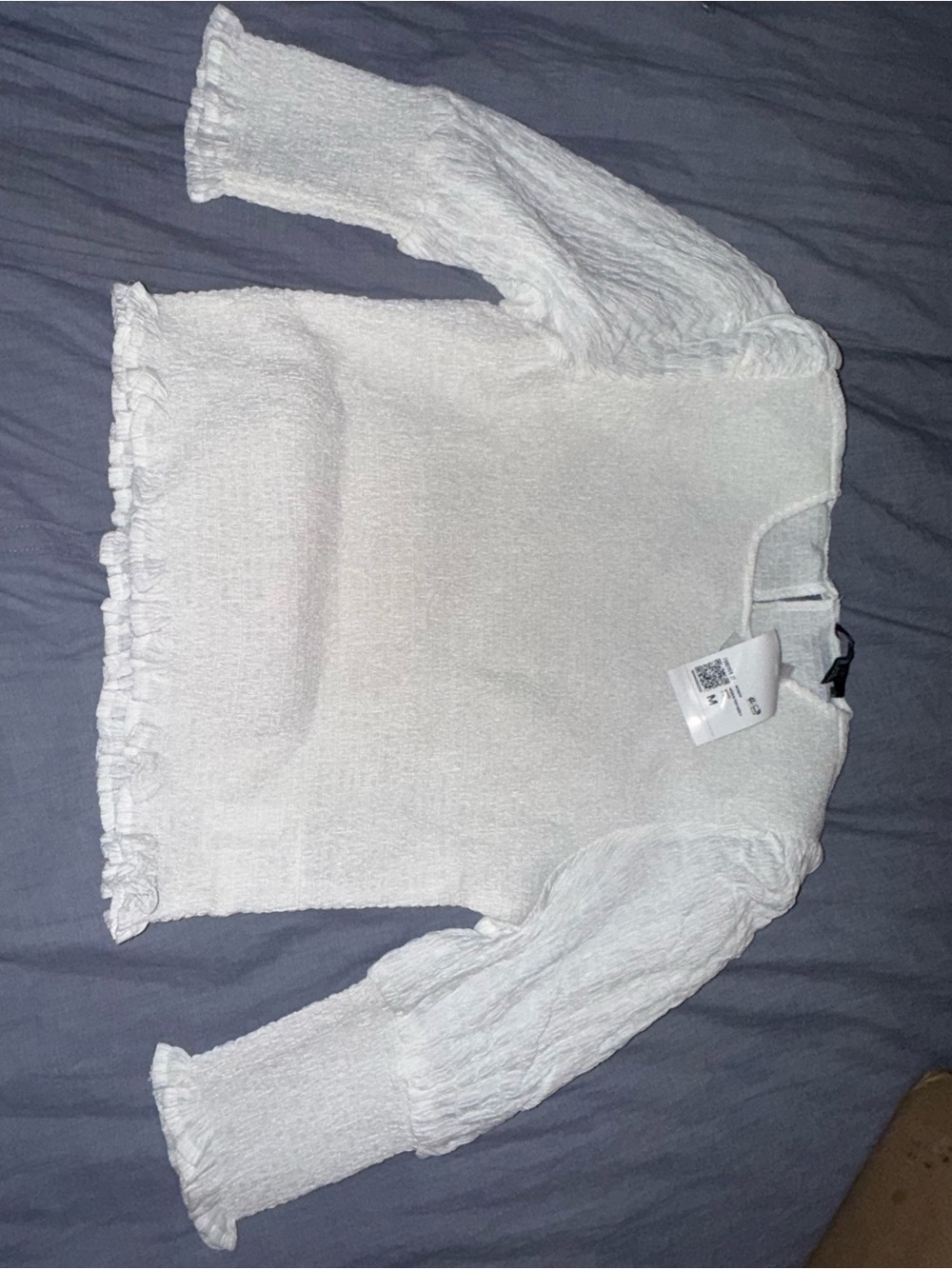 Forever 21 White Textured Scoop-Neck Top